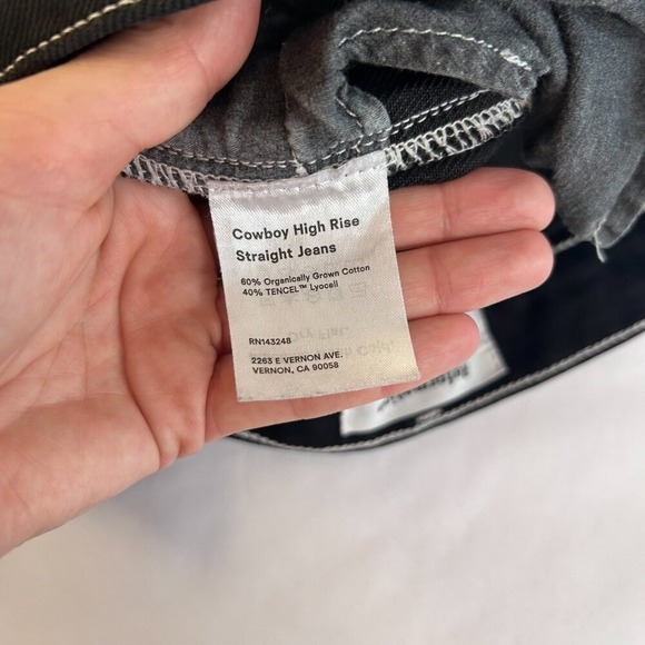 Reformation Cowboy High Rise Straight Jeans Womens 28 Black Contrast Stitch - Picture 5 of 9